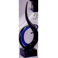 Art Glass Sculpture - 13" Brown/ Blue Curlicue